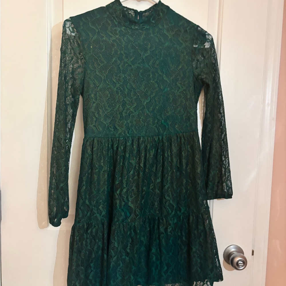 Art Class Green Lace Kids Dress